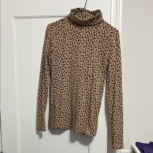 J Crew Leopard Print Tissue Turtleneck Small